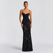 Norma - Schickes Maxikleid mit Blumenmuster – Schwarz