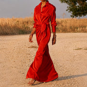 Connie - Langärmliges Kleid im Wickelstil – Rot