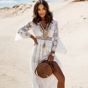 Betty - Stilvolles, leichtes Boho-Maxikleid – Weiß