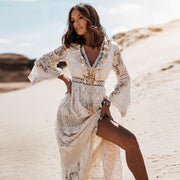 Betty - Stilvolles, leichtes Boho-Maxikleid – Beige