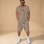 Alan - Bequemes Set mit Hemd und Shorts – Khaki