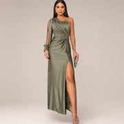 Marianne - Schickes Kleid mit asymmetrischem Schulterdesign – Grün