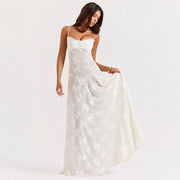 Jazmine - Elegantes, figurbetontes Maxikleid – Weiß