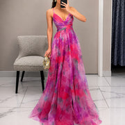 Michelle - Langes Kleid mit Blumenmuster – Rosa