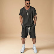 Alan - Bequemes Set mit Hemd und Shorts – Schwarz