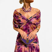 Bernice - Stilvolles Gerafftes Maxikleid – Lila