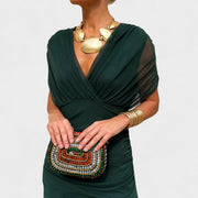 Bernice - Stilvolles Gerafftes Maxikleid – Grün
