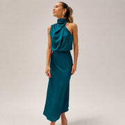 Lillie - Schickes Kleid mit Neckholder-Ausschnitt – Blau