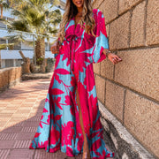 Janice - Elegantes, farbenfrohes Maxikleid – Rot