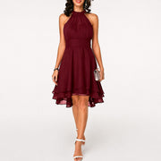 Kristina - Stilvolles kurzes Neckholderkleid – Rot