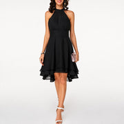 Kristina - Stilvolles kurzes Neckholderkleid – Schwarz