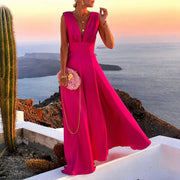 Kaylee - Elegantes ärmelloses Maxikleid – Rot