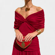 Bernice - Stilvolles Gerafftes Maxikleid – Rot