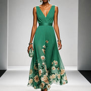 Tanisha - Langes Kleid mit Blütenmuster – Grün