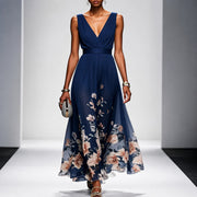 Tanisha - Langes Kleid mit Blütenmuster – Blau