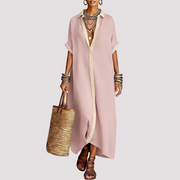 Talia - Weites Hemdblusenkleid mit Knöpfen – Rosa