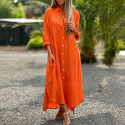 Sharon - Bequemes Weites Kleid – Orange