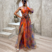 Rowe - Elegantes Blumen-Maxikleid – Orange