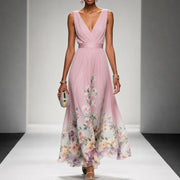 Tanisha - Langes Kleid mit Blütenmuster – Rosa