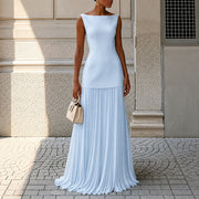 Alice - Stilvolles ärmelloses schlankes Maxikleid – Blau