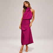 Lillie - Schickes Kleid mit Neckholder-Ausschnitt – Rot