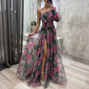 Rowe - Elegantes Blumen-Maxikleid – Rot