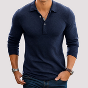 Jack - Bequemes Langarm-Poloshirt – Blau