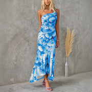 Tiffany - Blumen-Midikleid – Blau