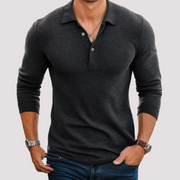 Jack - Bequemes Langarm-Poloshirt – Grau