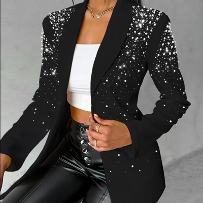 Damen-Blazer mit Perlenverzierung und Ein-Knopf-Design