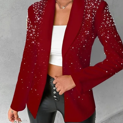 Damen-Blazer mit Perlenverzierung und Ein-Knopf-Design