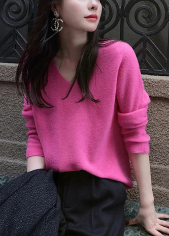 Jaemy - Italienisches strickoberteil mit v-ausschnitt