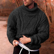 Andreas | Herren Dick gestrickter Rollkragenpullover für den Winter – Schwarz