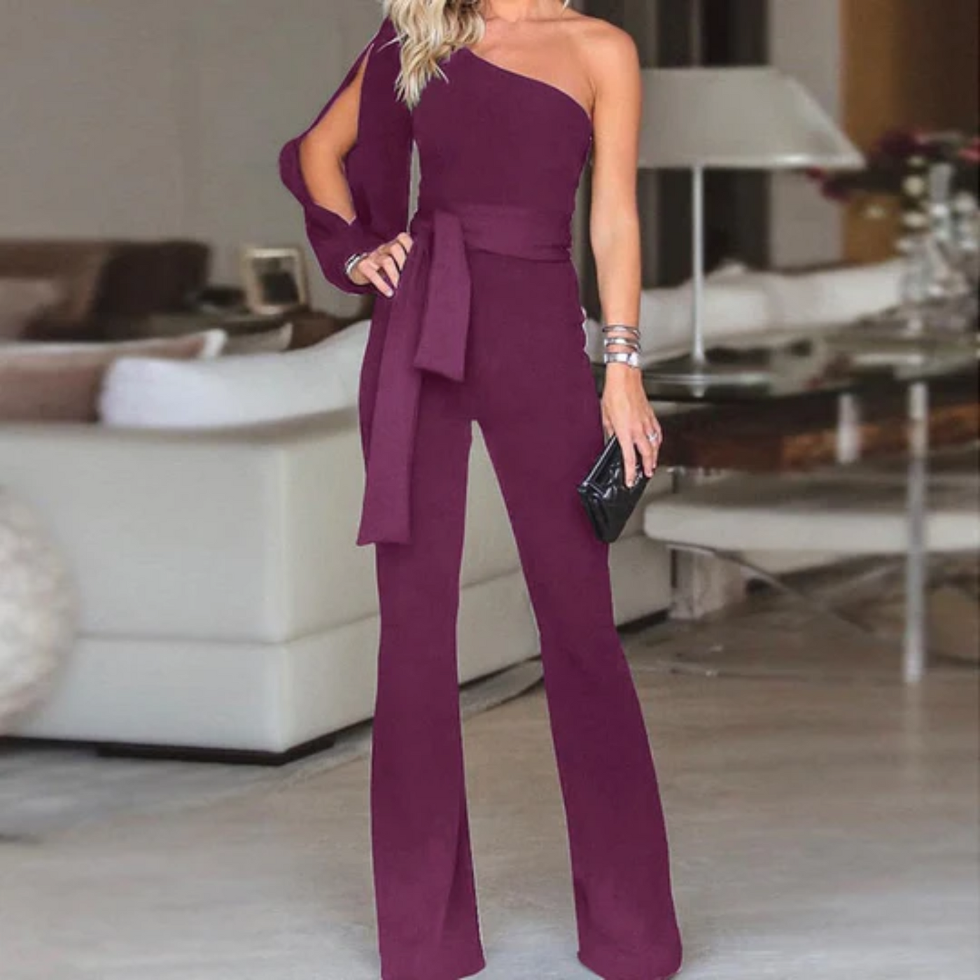 Eleganter Schleifen-Taillen Jumpsuit für Damen