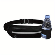 Kompakte, reflektierende Sportgürteltasche – wasserdichte Handy- und Flaschenhalterung für Laufen und Fitness – Schwarz