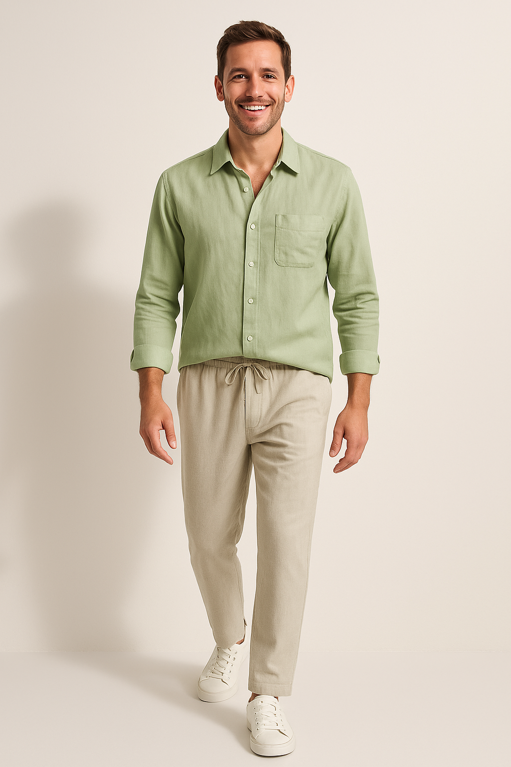 Leendert linnen Hemd und Kordelzughose