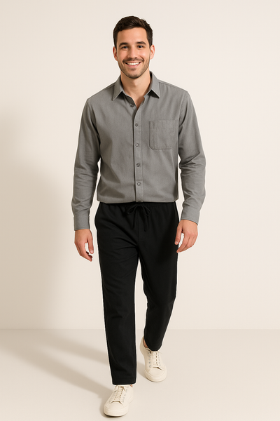 Leendert linnen Hemd und Kordelzughose