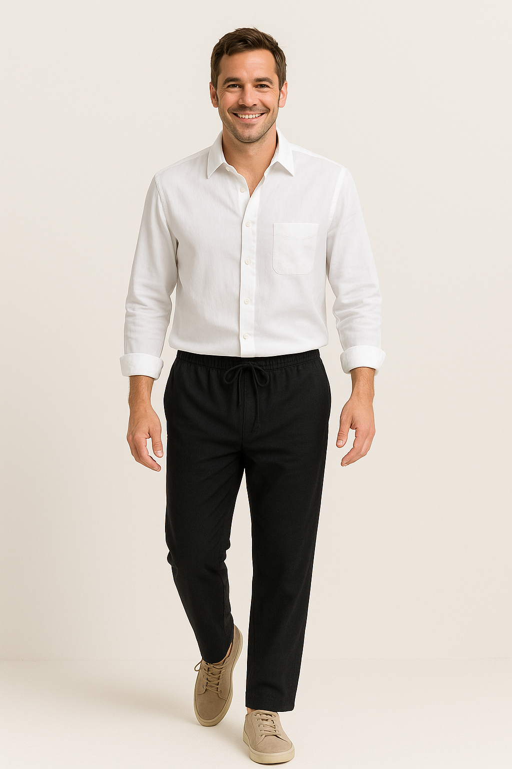 Leendert linnen Hemd und Kordelzughose