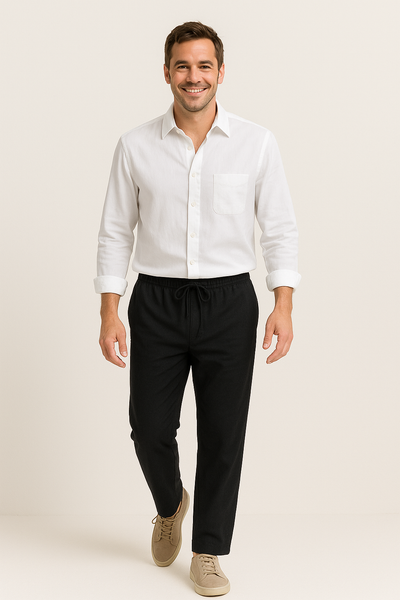 Leendert linnen Hemd und Kordelzughose