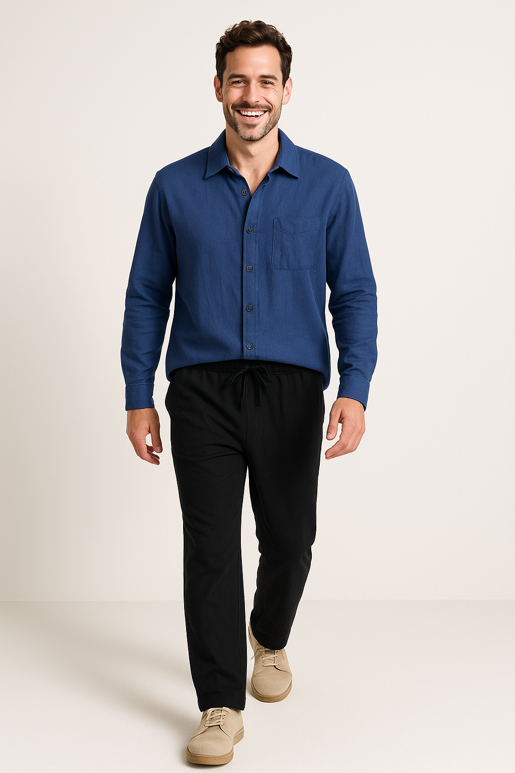 Leendert linnen Hemd und Kordelzughose