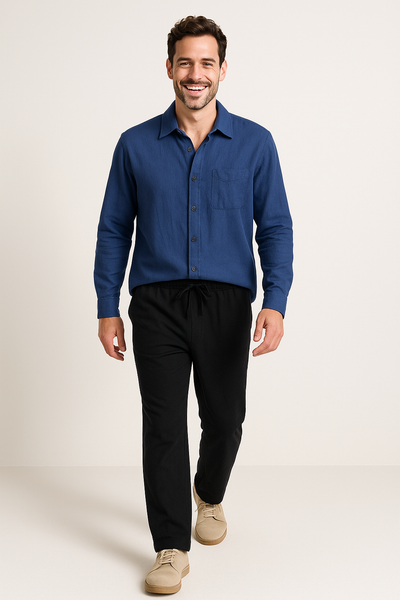 Leendert linnen Hemd und Kordelzughose