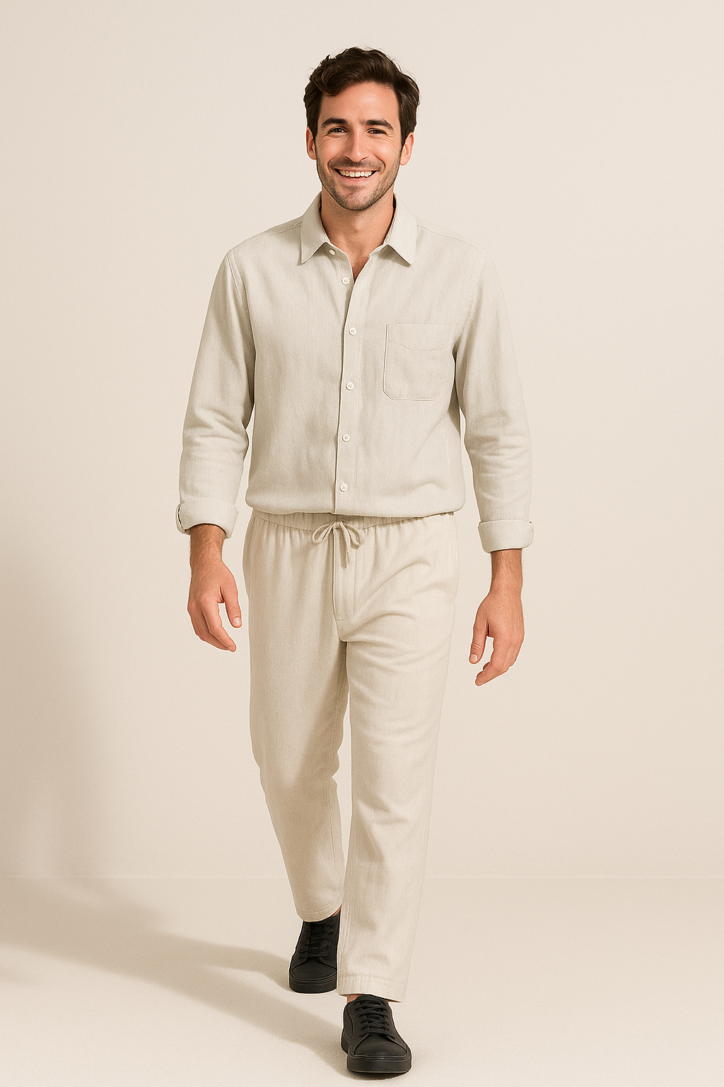 Leendert linnen Hemd und Kordelzughose