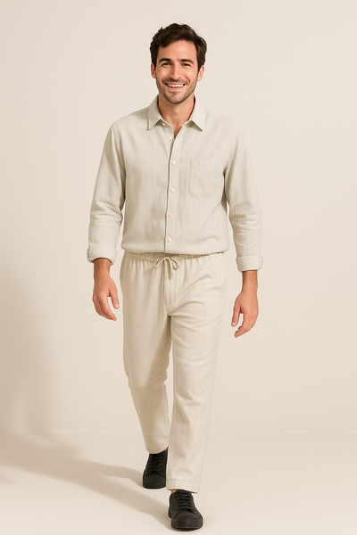 Leendert linnen Hemd und Kordelzughose