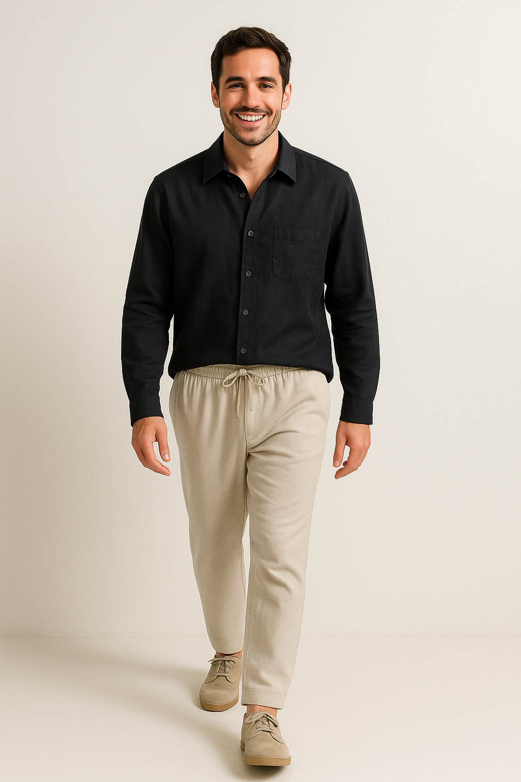 Leendert linnen Hemd und Kordelzughose