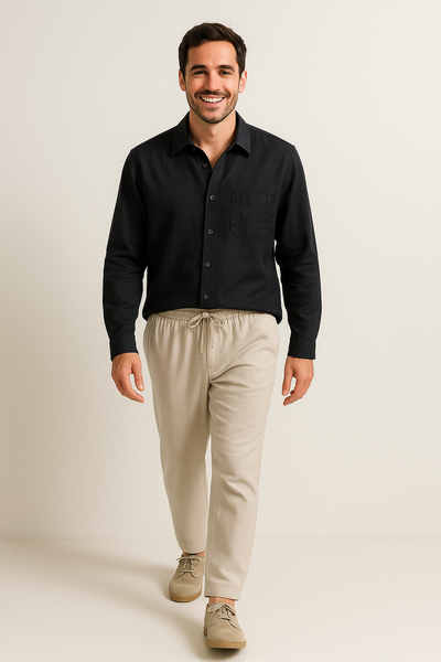 Leendert linnen Hemd und Kordelzughose