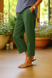 Leichte Sommerhose Damen - Elegante Stoffhose für Bequeme Freizeitmode, Vielseitig Kombinierbar und Luftig für Warme Tage – Grün