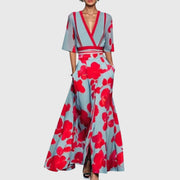 Leila | Elegantes Kleid – Blau Rot