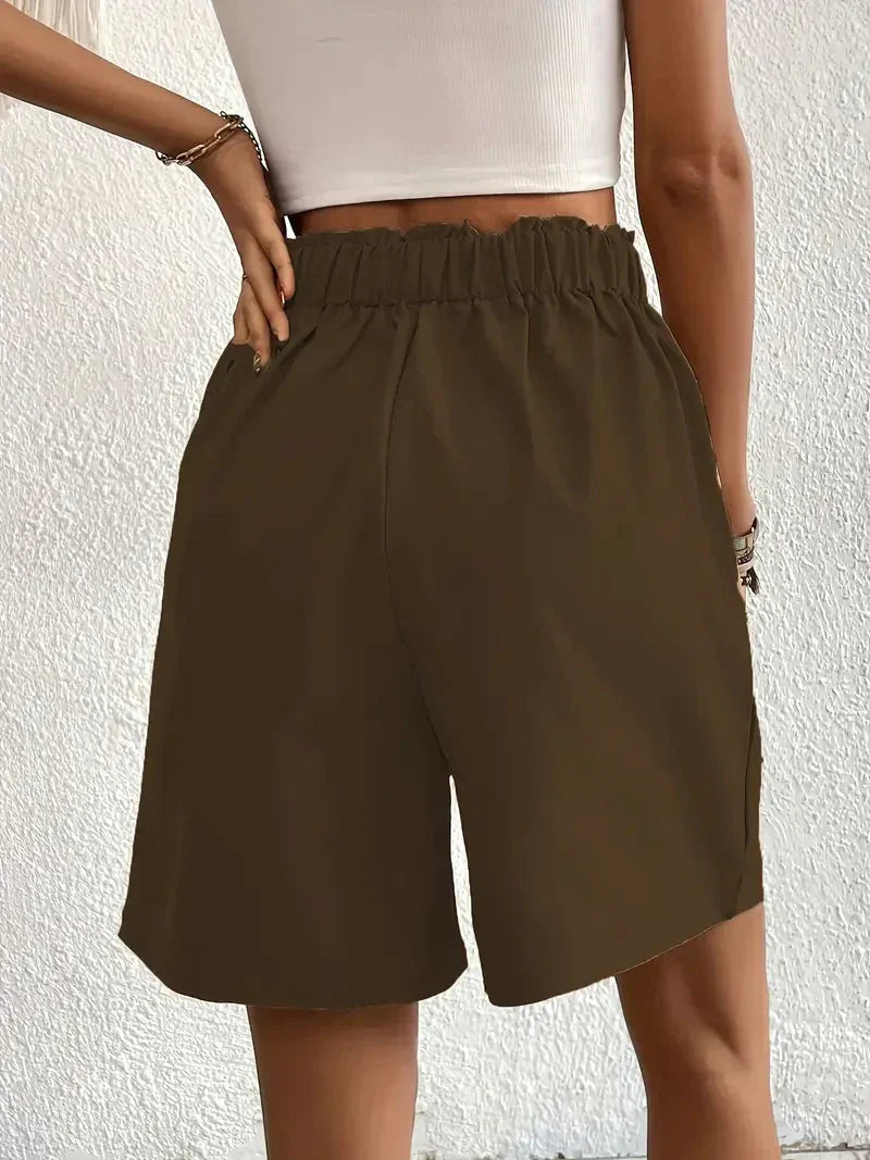 High-Waisted Plissee-Shorts für Damen