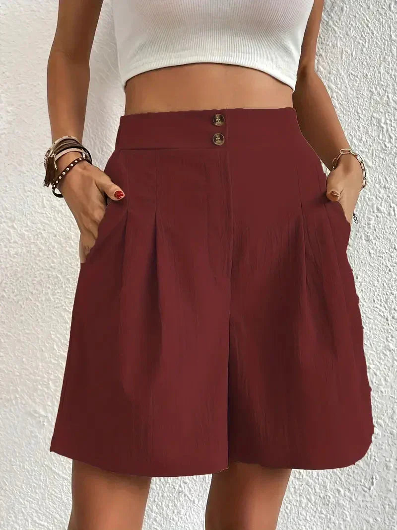 High-Waisted Plissee-Shorts für Damen
