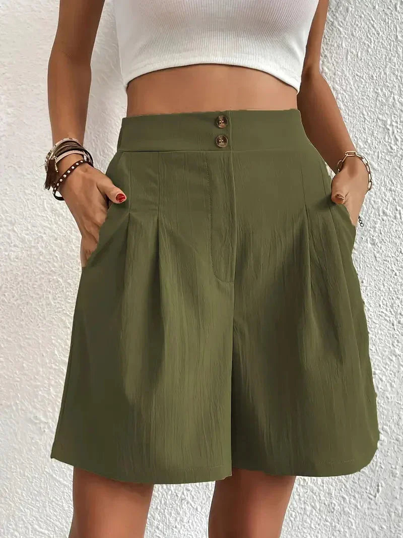 High-Waisted Plissee-Shorts für Damen